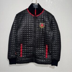 Aprilia Motorcycle men’s Black Quilted Jacket with Red Accents